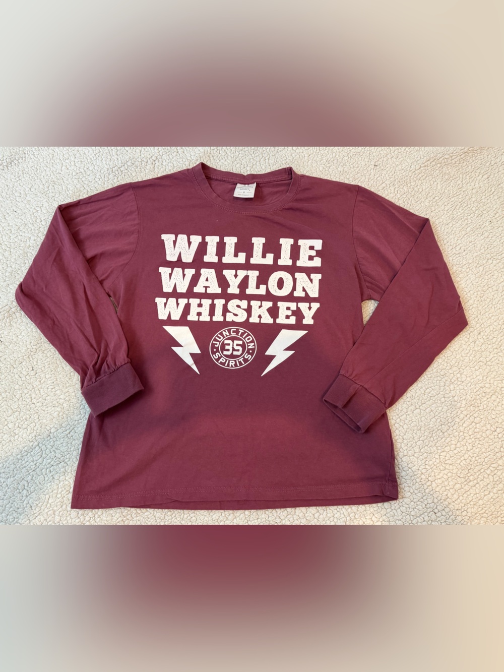 Willie Waylon Whiskey Maroon Long Sleeve Tee